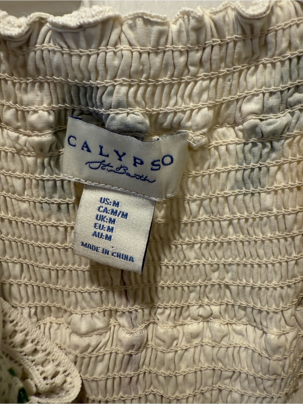 Calypso St. Barth Cream Smocked Sundress Bodice - Picture 3 of 3